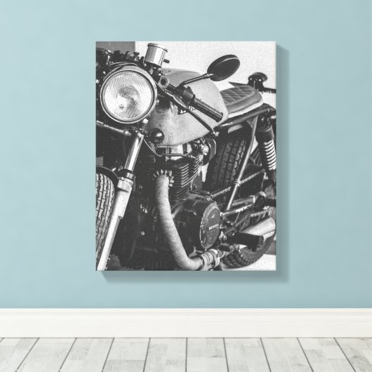 Details motorfiets Biker Rider Canvas Afdruk (Insitu (Houten vloer))