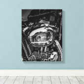 Details motorfiets Biker Rider Canvas Afdruk (Insitu (Houten vloer))