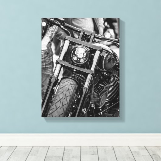 Details motorfiets Biker Rider Canvas Afdruk (Insitu (Houten vloer))