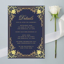 Details Navy Blau Elegant Sierlijk Nep Goud Bruilo