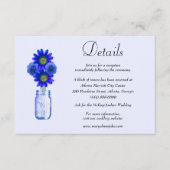 Details over blauwe bloemen Mason Jar Wedding Informatiekaartje (Voorkant)
