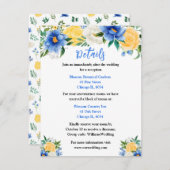 Details over blauwe en gele bruiloft informatiekaartje (Voorkant / Achterkant)