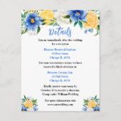 Details over blauwe en gele bruiloft informatiekaartje (Voorkant)