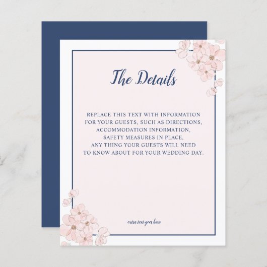 DETAILS OVER BUDGET Pink Glitter Navy Floral Weddi (Voorkant / Achterkant)