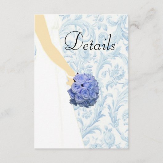 Details over de blauwe bruiloft met een brute brui informatiekaartje (Voorkant)