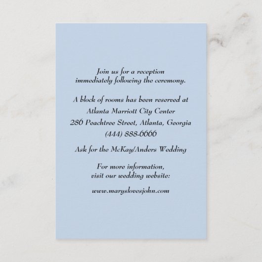 Details over de blauwe bruiloft met een brute brui informatiekaartje (Achterkant)