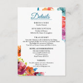 Details over de donkerbruine zomerkleurige bruilof informatiekaartje (Voorkant)