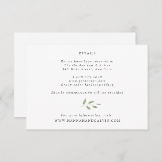 Details over de Eucalyptus-bruiloft Kaart (Voorkant / Achterkant)
