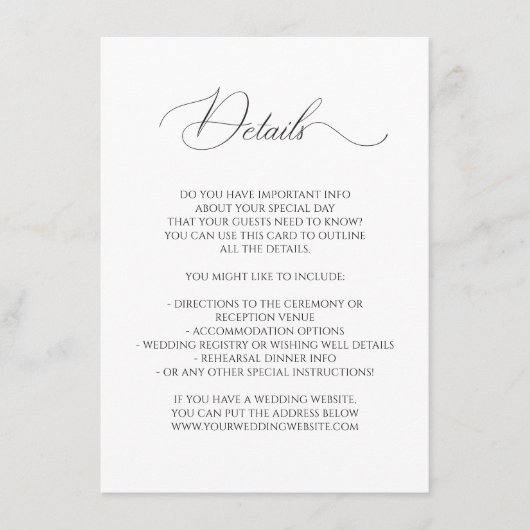 Details over de finale van de rand van het huwelij informatiekaartje (Voorkant)