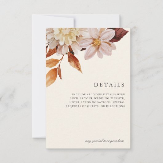 Details over de finale van de urnant Floral Weddin RSVP Kaartje (Voorkant)