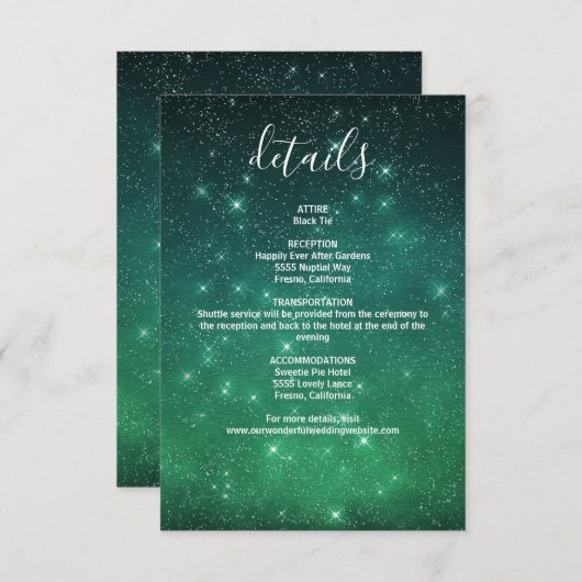 Details over de hemelbineweddenschap bij de hemels informatiekaartje (Voorkant / Achterkant)