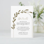 Details over de minimale bruiloft van de oliepanta informatiekaartje (Staand voorkant)