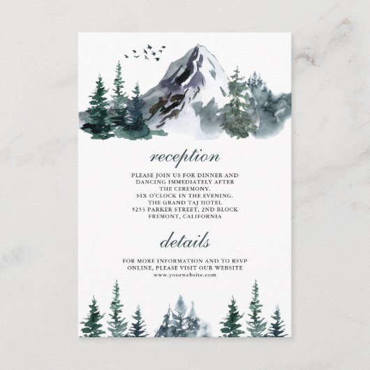 Details over de winterbruiloft in het bijtende geb informatiekaartje (Voorkant)