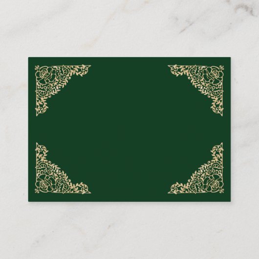 Details over Floral Lijst Green en Gold Wedding Informatiekaartje (Achterkant)