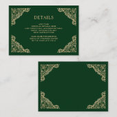 Details over Floral Lijst Green en Gold Wedding Informatiekaartje (Voorkant / Achterkant)