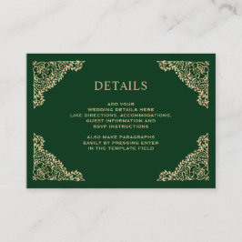 Details over Floral Lijst Green en Gold Wedding Informatiekaartje