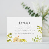 Details over Golden Leafy Bower Wedding Informatiekaartje (Staand voorkant)