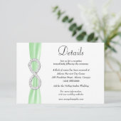 Details over groene ribbon Diamond Infinity Weddin Informatiekaartje (Staand voorkant)