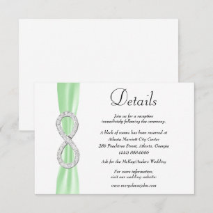 Details over groene ribbon Diamond Infinity Weddin Informatiekaartje