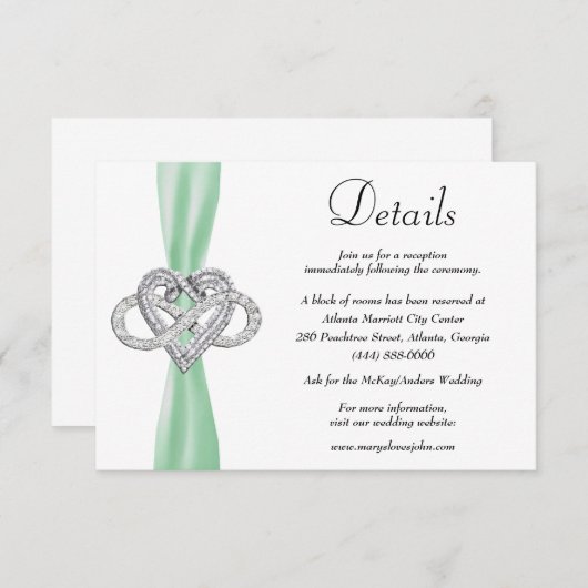 Details over groene ribbon oneindigheid heartbruil informatiekaartje (Voorkant / Achterkant)