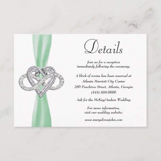 Details over groene ribbon oneindigheid heartbruil informatiekaartje (Voorkant)