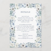 Details over het blauwe Floral Wedding Informatiekaartje (Voorkant)
