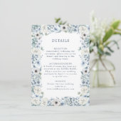 Details over het blauwe Floral Wedding Informatiekaartje (Staand voorkant)