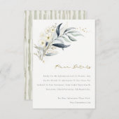 Details over het blauwe goudblad Botanische Floral Informatiekaartje (Voorkant / Achterkant)