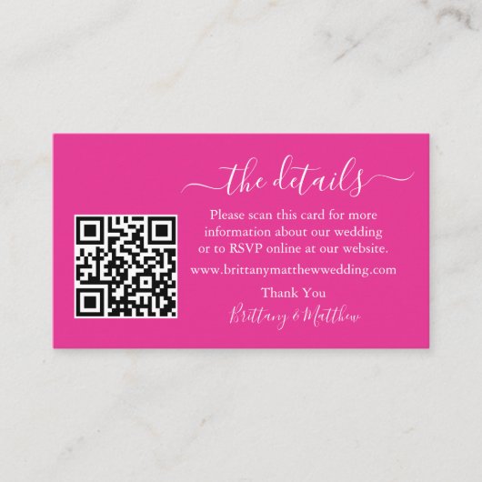 Details over het calligrafische huwelijk Website Q Informatiekaartje (Voorkant)