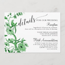 Details over het groene huwelijk van de Aziatische Informatiekaartje