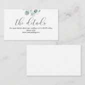 Details over het huwelijk met Eucalyptus Website Informatiekaartje (Voorkant / Achterkant)