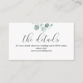 Details over het huwelijk met Eucalyptus Website Informatiekaartje