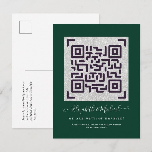 Details over het huwelijk met RSVP-hotel voor budg Briefkaart (Voorkant / Achterkant)