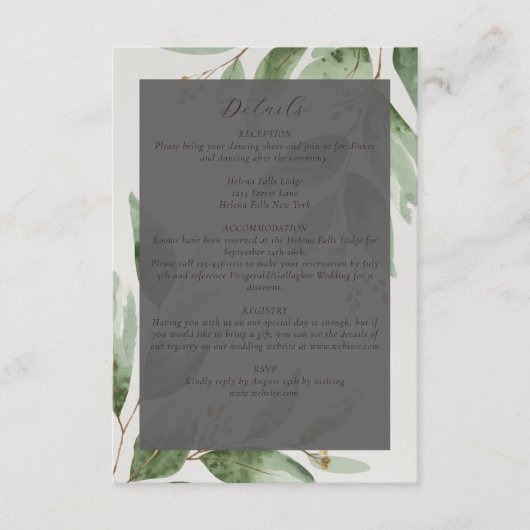 Details over het huwelijk tussen de Griekse famili Informatiekaartje (Voorkant)