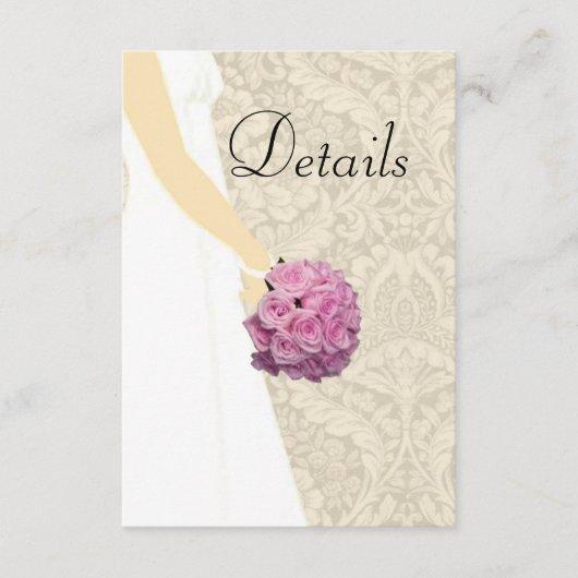 Details over het huwelijk tussen legant bruiloft informatiekaartje (Voorkant)
