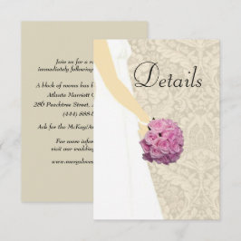 Details over het huwelijk tussen legant bruiloft informatiekaartje