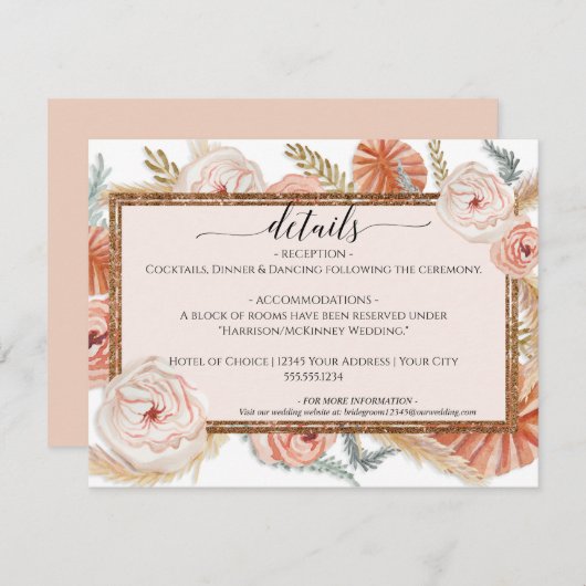 Details over het huwelijk van Floral Foliage Boho  Kaart (Voorkant / Achterkant)