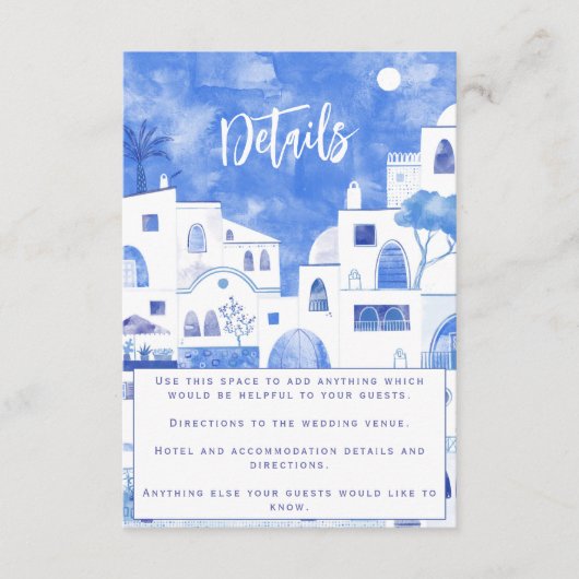 Details over het huwelijk van Santorini Informatiekaartje (Voorkant)