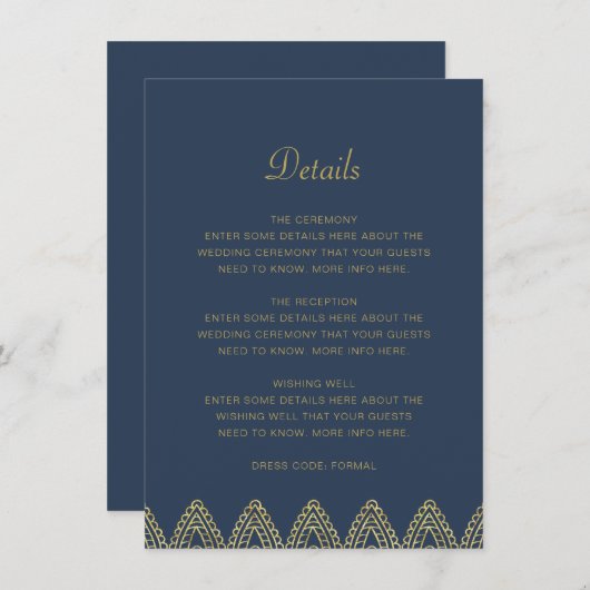 Details over het Indian Luxury Blue Gold Mehndi We Informatiekaartje (Voorkant / Achterkant)