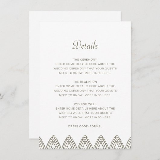 Details over het Indiase legant Green Mehndi Hindu Informatiekaartje (Voorkant / Achterkant)