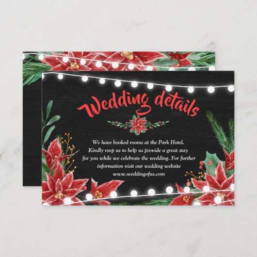 Details over het kerstbruiloft in Poinsettia Chalk Kaart (Voorkant / Achterkant)