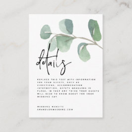 Details over het MINI Script Green Eucalyptus Wedd Informatiekaartje