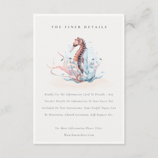 Details over het onderzeese zeewier rond het huwel informatiekaartje (Voorkant)