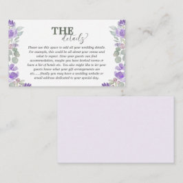 Details over het Paarse huwelijk van Floral Eucaly Informatiekaartje