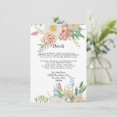 Details over Hotel Blush Roze Blauw in Wit Bloemen Kaart (Staand voorkant)