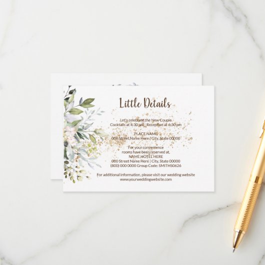 Details over kruidenbruiloft - Vrijgezellenfeest Informatiekaartje (Voorkant / Achterkant in situ)