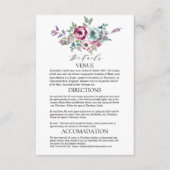 Details over Mint & Mauve Floral Wedding Informatiekaartje (Voorkant)