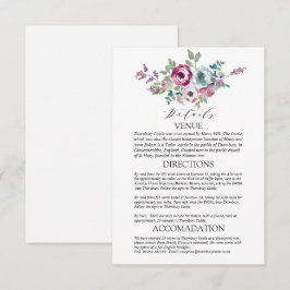 Details over Mint & Mauve Floral Wedding Informatiekaartje