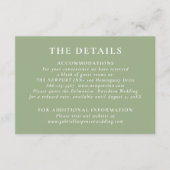 Details over moderne groene bruiloft informatiekaartje (Voorkant)