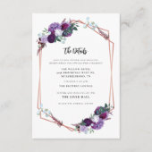 Details over Paarse Floral Wedding Informatiekaartje (Voorkant)